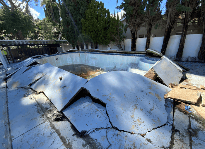 Cracked swimming pool